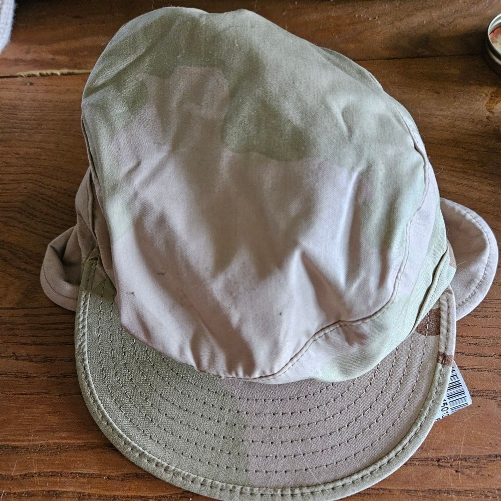 Camo Tan & Light Pink Hat‎ with Flaps 6 ¾"  Military‑Style Sun Protection Cap